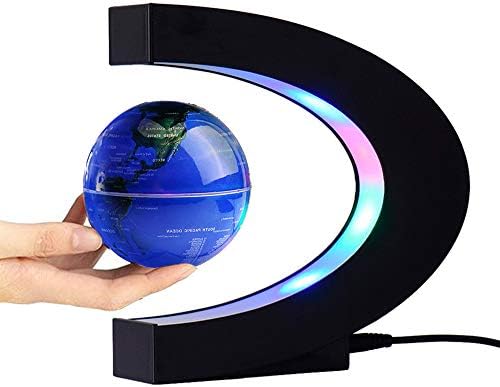 Magnetic Levitation Floating Globe World Map with C Shape Base (Blue 3" Globe) by FUGEST