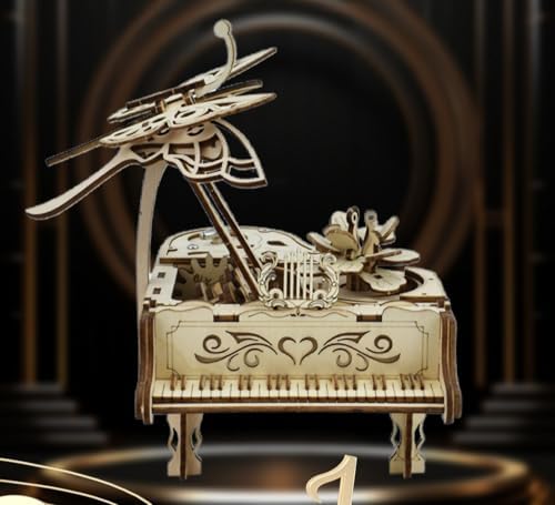 3D Wooden Brain Teaser Puzzle for Teen Adult Wooden Music Boxes Piano Model Kits for Adults DIY Building Wood Crafts Mechanical Puzzle Building Kits for Teens - Image 3