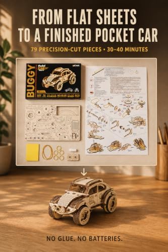 EWA Eco-Wood-Art Pocket Buggy - 3D Wooden Puzzle Mechanical Model Kit DIY Wood Construction Set - Image 4