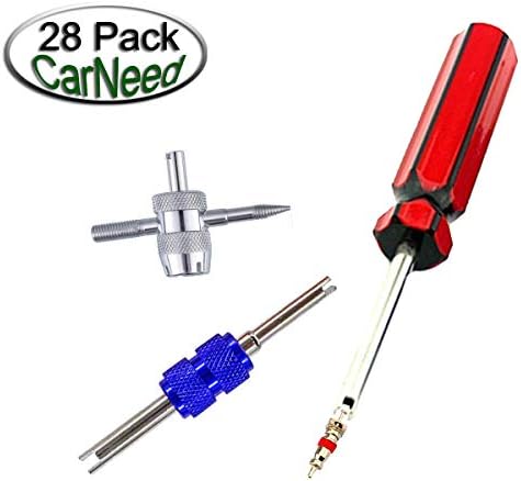 FEBRYTOLD 3 Pcs Tire Valve Core Remover Tools with 25 Pcs Brass Valve Stem Cores, 4-Way Valve Stem Core Tool, Dual & Single Head Tire Valve Core Remover Installer Tools - Image 5