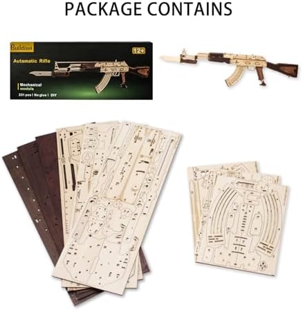 3D Wooden Puzzles for Adults,Wooden Toy for Adults,DIY Rubber Band Gun,Educational Brain Teaser,Best Educational Christmas Birthday Day Gift for Kids(Wooden Gun) - Image 7