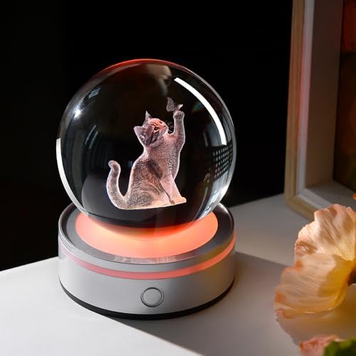 3D Cat Crystal Ball Gifts for Women 80mm Cat Themed Gifts for Girls - Image 5