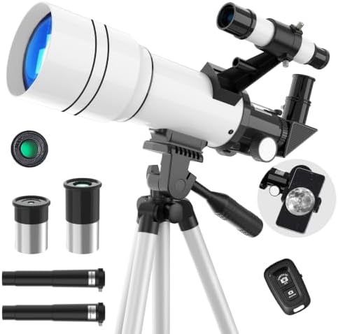 Telescope for Kids and Adults, Astronomical Telescopes (15X-150X) with Fully Multi-Coated Optics, 70MM Aperture 300MM Refracting Telescope for Moon, Astronomy Beginners Gifts with Phone Adapter by Unknown
