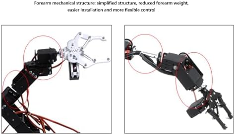FLEXMAN Robotic Arm Kit, 6DOF Robot Mechanical Arm Clamp Claw Kit, Programmable Aluminum Industrial Robot DOF Manipulator for Teaching DIY - Image 6