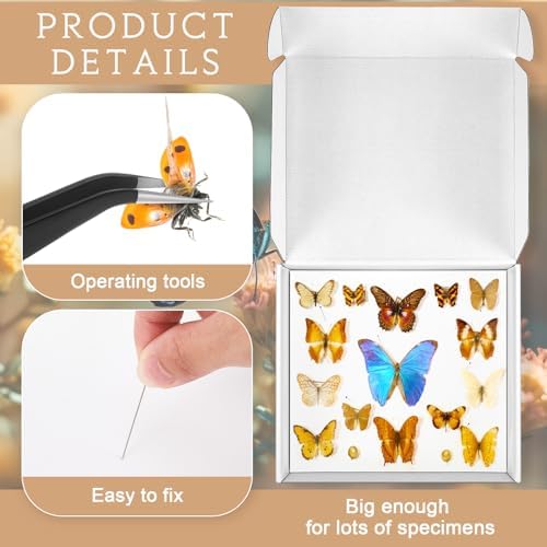 Taiyin 2 Sets Insect Pinning Kit, 100 Pins, 3 Tweezers for Specimens - Image 3