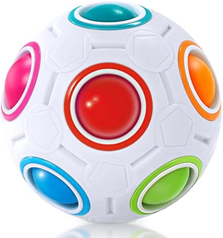Vdealen Magic Rainbow Puzzle Ball, Fidget Ball Puzzle Brain Teaser Fidget Toy for Boys & Girls- Birthday Party Easter Valentines Christmas Stocking Stuffers for Kids Teen & Adults(Off White) by Vdealen