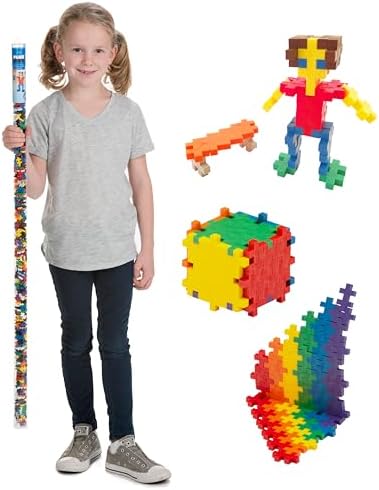 PLUS PLUS Super Tube, 500 Piece Basic Mix - Mini Waffle Blocks for Kids by Plus-Plus