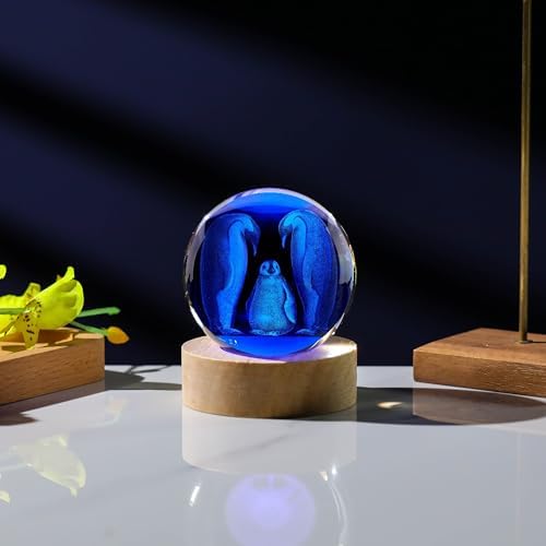 3D Penguin Gifts for Women - Crystals Ball 60mm - Glass Animals Figurine Penguin Decor Stuff for Anniversary, Birthday, Best Friend, Lovers Keepsake Paperweight - Image 6