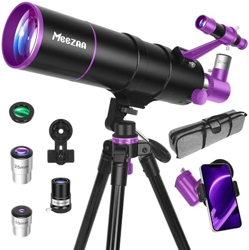 MEEZAA Telescope, Telescope for Adults High Powered, 90mm Aperture 550mm Portable Refractor Telescopes for Kids & Astronomy Beginners Stargazing with Tripod, Phone Adapter, Carry Bag & Moon Filter by MEEZAA