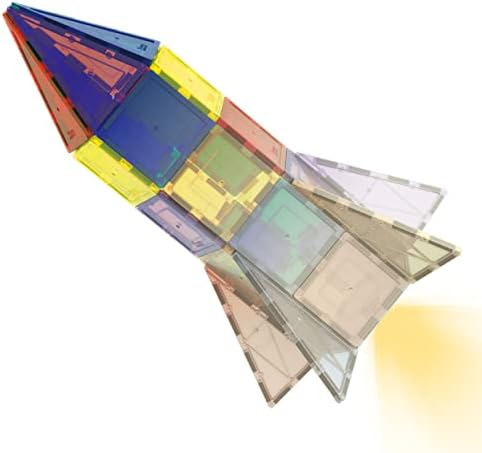 PicassoTiles UV Activated Color Changing Rocket Set Magnet Construction Toy Kit Engineering STEM Learning Playset Child Brain Development Stacking Blocks Playboard for All Ages 3 and Up PT31 by PicassoTiles