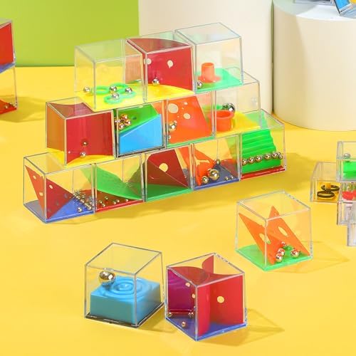 Lenwen 96 Pcs Mini Brain Teaser Puzzles Maze 3D Ball Cube, Colorful Colors - Image 6