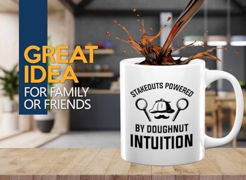 Detective Coffee Mug 11oz White Stakeouts Powered Funny Police Officer Gift - Image 2