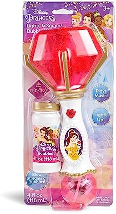 Little Kids Disney Princess Beauty and the Beast Belle Light and Sound Musical Bubble Wand, Includes Bubble Solution - Image 3