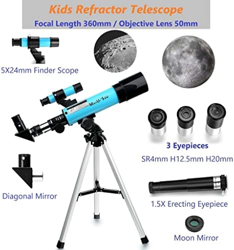 Lunar Telescope for Kids and Astronomy Beginners, Refractor Telescope with Finder Scope and 3 Eyepieces, Travel Telescope with Compact HD Binoculars for Moon Viewing Bird Watching Sightseeing - Image 2