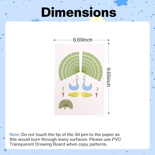 3D Pen Stencils, 20 Sheets 40 Patterns 3D Drawing Paper Templates, with a Reusable Transparent PVC Drawing Board, 3D Art Pen Accessories Set for Adults Starter for 3D Printing Pen - Image 3