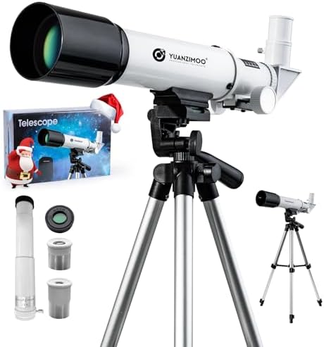 Telescope for Kids 50mm Aperture 360mm AZ Astronomical Portable Telescope for Adults Beginners with Upgraded Tripod White by YUANZIMOO