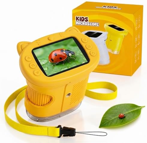 Kids Microscope, 4K 1000X Zoom, 2.4" Screen, STEM Toy for Ages 4-8 by OaeblleScienceExplorers