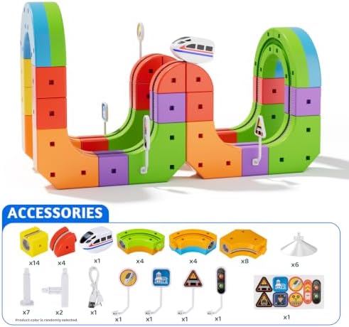 klick Rail Electric Train Set 3D Magic Flexible Race Track for Kids 3 4 5 6 7 8 Years Old, 48 pcs Race Car Track Block with Anti-Gravity, Educational STEM Toy Boys Girls Birthday - Image 2