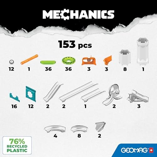 Geomag Gravity Classic Mechanics Magnetic Toys for Kids Ages 8+, 153pc Educational STEM Magnets for Kids - Swiss-Made Magnetic Blocks, Tiles and Building Toys from 100% Recycled Plastic - Image 3