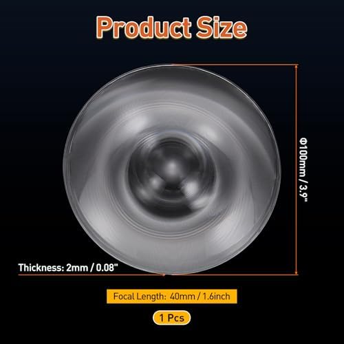 PATIKIL Fresnel Lens, 100mm Diameter Acrylic Lens Solar Focal Length 40mm Magnifier Glass for Solar Heating Small Magnifier Physics Teaching, Transparent - Image 2