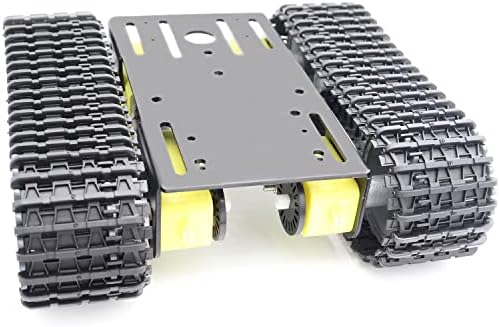 SmaringWing Metal Smart Robotic RC Tank Chassis Kit with 4pcs DC TT Motors for Arduino UNO R3/ Raspberry Pie/STEAM Education, TT04 Crawler Tank Car Chassis Platform for Adults (Black) by SmaringWing