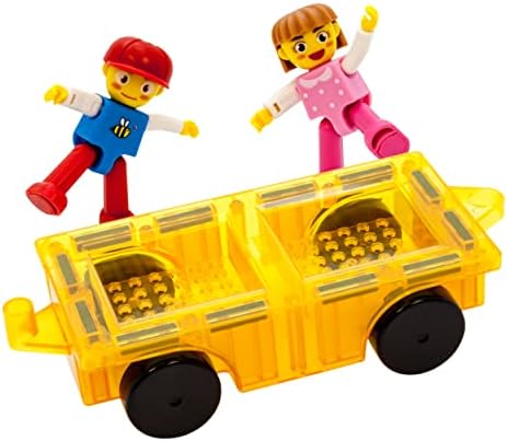 PicassoTiles Magnetic Car Play Set with Action Figures for Kids 3+ - STEM Building Block Vehicle Toy by PicassoTiles