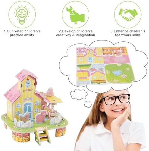 LOMIMOS 3D Cartoon Puzzles for Kids，6 House Building Kit Creative DIY Jigsaw Toys Paper Model for Art Crafts Birthday Party Favor Gifts. - Image 2