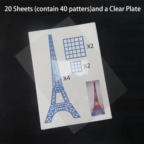 20 Sheets 3D Printer Drawing Molds Paper Stencils for 3D Printing Pen,Reusable 40 Patterns with PVC Transparent Sheet Suitable for 3D Printing Pen Kids DIY Gifts. - Image 5