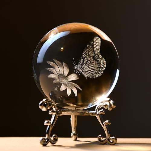 IFOLAINA 3D Butterfly Crystal Ball Gifts Ideas for Girlfriend Wife Mom Her by IFOLAINA