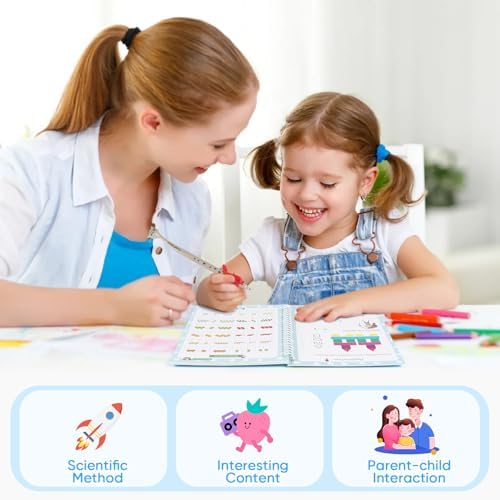 ASIGN Magic Ink Copybooks for Kids Reusable Handwriting Workbooks for Preschools Grooves Template Design and Handwriting Aid (4) - Image 6