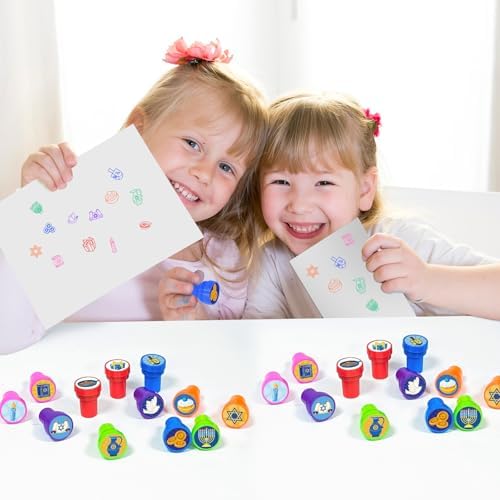 Cinrobiye 24 Pcs Hanukkah Stampers Party Favor Set, Cute Jewish Holiday Stamps for Kids Hanukkah Celebration, Classroom Rewards, Goody Bag Fillers, Holiday Party Supplies - Image 6