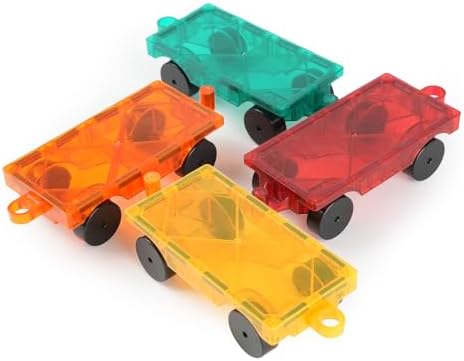 Magnetic Tiles Car Building Kit for Toddlers, 4 PCS Magnet Construction Trucks, STEM Toys for 3-8 Year Old Boys Girls, Educational Vehicle Engineering Set - Image 3