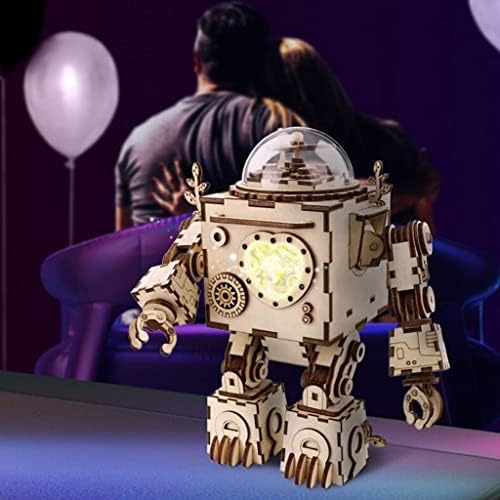 Musical Boxes Mechanical Music Box Wooden Jigsaw Music Boxes Robot Model Christmas Birthday Best Gift for Boys and Girls Over 14 Years Old Best Gift - Image 5