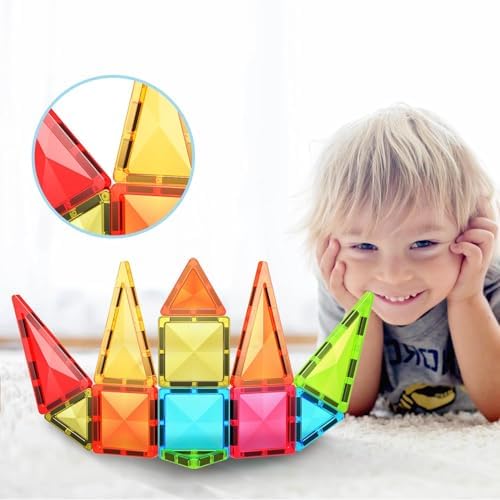 Magnetic Tile Travel Size Mini Diamond Tiles Set 24pcs STEM Toy Compact Blocks Compatible Construction Educational Building Kit for Brain Development Montessori Learning for Kids Age 3+ EPM24 - Image 6