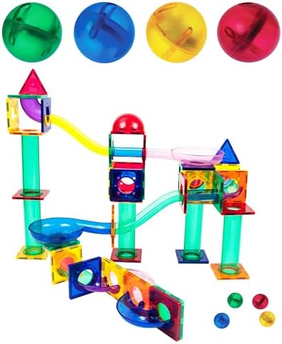 PicassoTiles 70PC Marble Run + 30PC Magnetic Race Car Track, Fun & Creative Playset: STEAM Learning, Enhance Construction Skills, Hand-Eye Coordination and Fine Motor Skills, Gift for Boys and Girls - Image 3