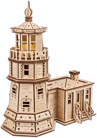 Ugears Split Rock Lighthouse, 3D Puzzle, 9.45-inch Height, Brown by UGEARS-ModelingJoy