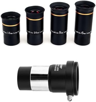 SVBONY Telescope Eyepiece Fully Multi Coated 1.25 inches Telescope Lens 66 Degree Ultra Wide Angle Bundle with Barlow Lens 2X, 1.25 inch Barlow Lens with Multi Coated, Telescope Accessories by SVBONY