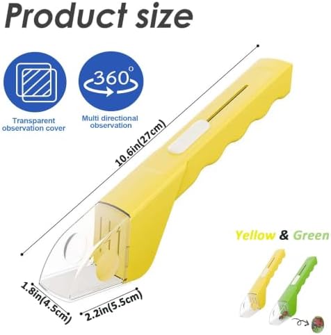 2 Pcs DelloidMaz Insect Catcher with Magnifying Glass, Small Animals Catcher Nature Exploration Tool to Capture Butterflies Bees Ladybugs Spiders Bug Catcher for Boys and Girls, Green and Yellow - Image 3