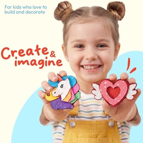 JOYIN 12 pcs Fantasy Wooden Magnets, Kids Unicorn Painting Craft, Spring and Rainy Day Activities School Art Projects, Toys for Kids Aged 3+ Birthday Easter - Image 6