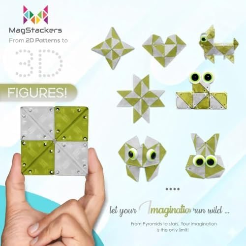 MagStackers Magnet Fidgets for Kids - 22 Pc Magnetic Tiles Toy Building Set with Tetrahedron and Tripyramidal Magnet Blocks for 5+ Years - Reduce Fidgeting and Create 1000+ Fun Creatures and Designs - Image 2