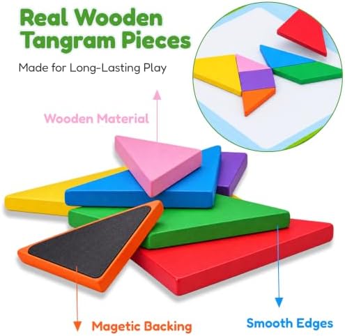 BenBen Magnetic Tangram Puzzle, Wooden Travel Toys Ages 4-8 8-12 - Image 3