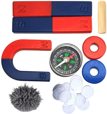 EUDAX Physics Science Magnets Kit for Education Science Experiment Tools Icluding Bar/Ring/Horseshoe/Compass Magnets by EUDAX
