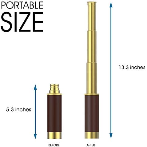 Pirate Monocular Telescope, 25x30 High Powered Zoomable Collapsible Brass Spyglass Handheld Waterproof Telescope Monocular for Bird Watching Hunting Hiking Travelling - Image 2