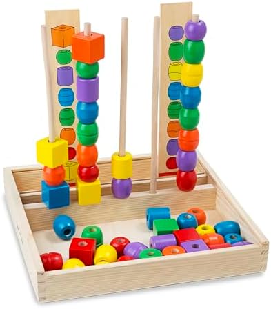 Melissa & Doug Bead Sequencing Set with 46 Wooden Beads and 5 Double-Sided Pattern Boards - Image 4