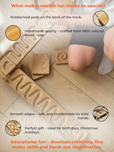 Wooden Marble Run Track Race Wooden Maze Board Ball Run Montessori Educational Toy Gift for Kids Winding Wave Roller Track(Set of 3) - Image 3
