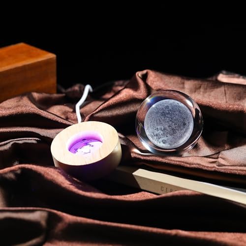 3D Moon Crystal Ball with LED Colorful Lighting Touch Base, Moon Decor Science Astronomy Gifts God Bless The World Easter Religious Space Gifts Decor - Image 4