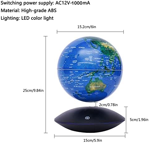 6" Magnetic Levitation Floating Globe with 7 Color LED Lights, Rotating Anti-Gravity World Map for Home & Office Decor, Educational Gift and Cool Tech Gadget for Kids Adults - Image 2