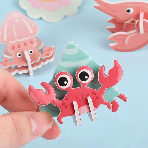 CCINEE 25 Pcs Educational 3D Cartoon Puzzles for Kids,3D Ocean Learning Educational Paper Puzzle Game for DIY Crafts Gifts - Image 3