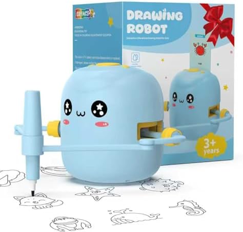 Drawing Robot for Kids with 150 Cards, Voice Interactive Educational Drawing Kit for Kids, Montessori Painting Learning Toys for 3 4 5 6 7 8 Year Old Boys Girls Birthday Party by ERYMCS