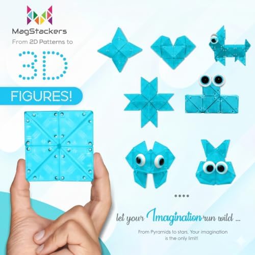 MagStackers Magnet Fidgets for Kids - 22 Pc Magnetic Tiles Toy Building Set with Tetrahedron and Tripyramidal Magnet Blocks for 5+ Years - Reduce Fidgeting and Create 1000+ Fun Creatures and Designs - Image 2